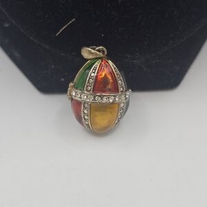 VINTAGE COLORFULL ENAMEL  BALL EGG LOCKET CASKET PENDANT